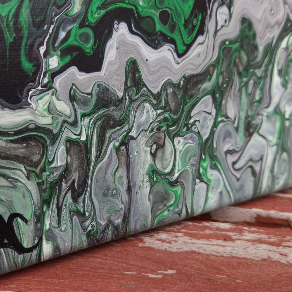 'After Hours' Handcrafted Embellished Paint Pour - Picture 9 of 11